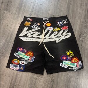 Black vale 1980s patchwork jorts